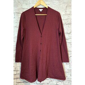 J. Jill Burgundy Cardigan Sweater V Neck Women’s Cardigan Polyester Wool Blend M